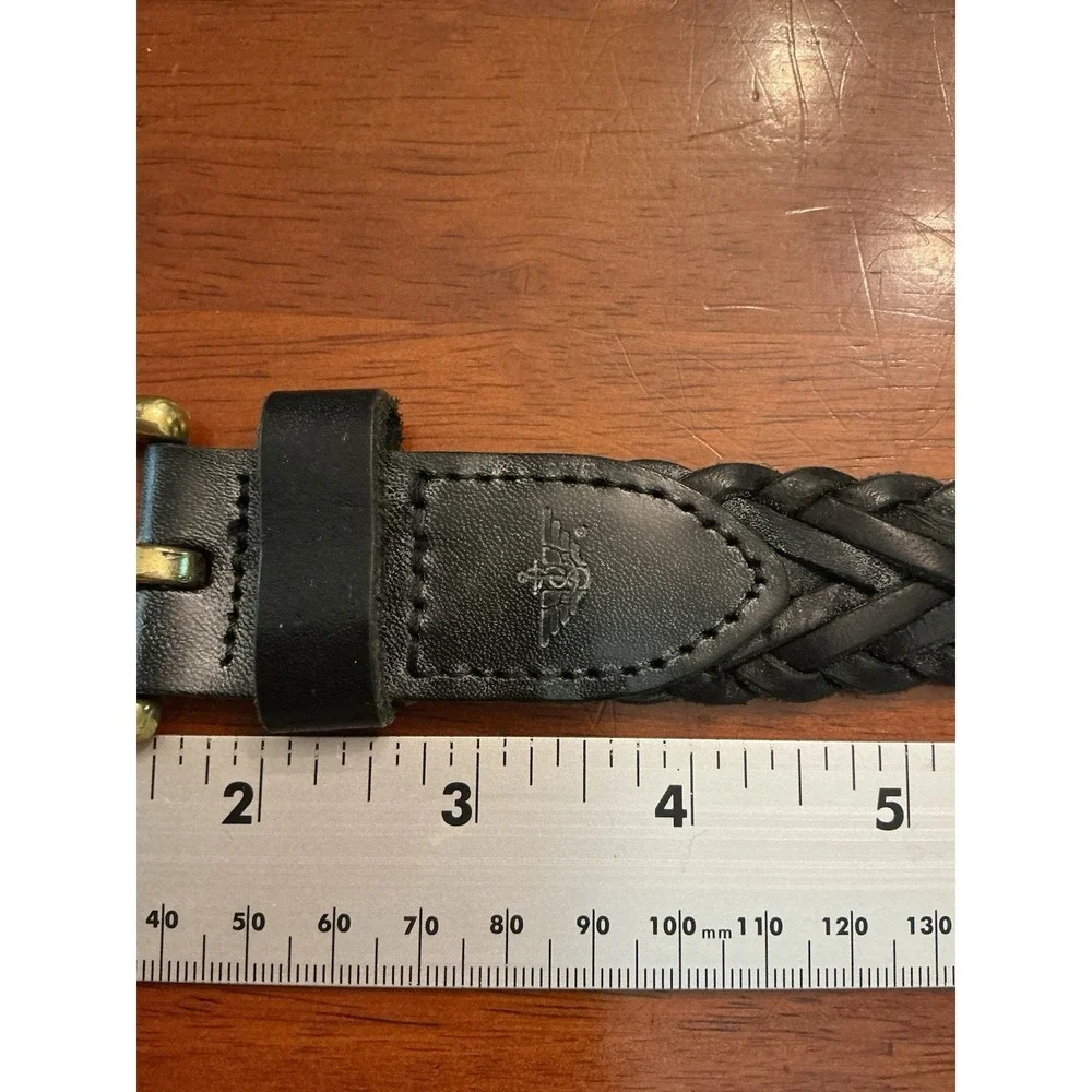 Dockers Mens 40/100 Black Leather Woven Braided Belt Adjustable western